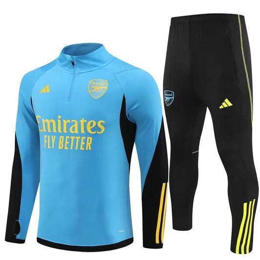 Arsenal Adidas 1/4 Zip Tracksuit Black/Blue | Adults
