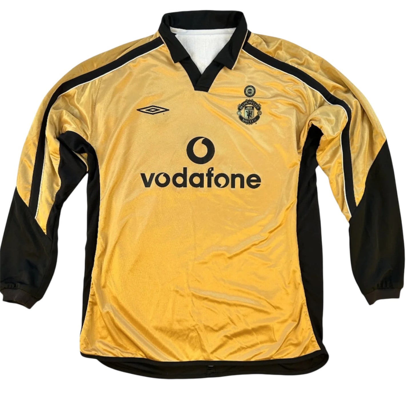 Manchester United Umbro 01/02 Gold Third Shirt Long Sleeve Retro | Adults
