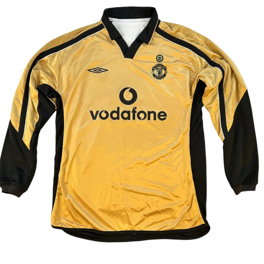 Manchester United Umbro 01/02 Gold Third Shirt Long Sleeve Retro | Adults